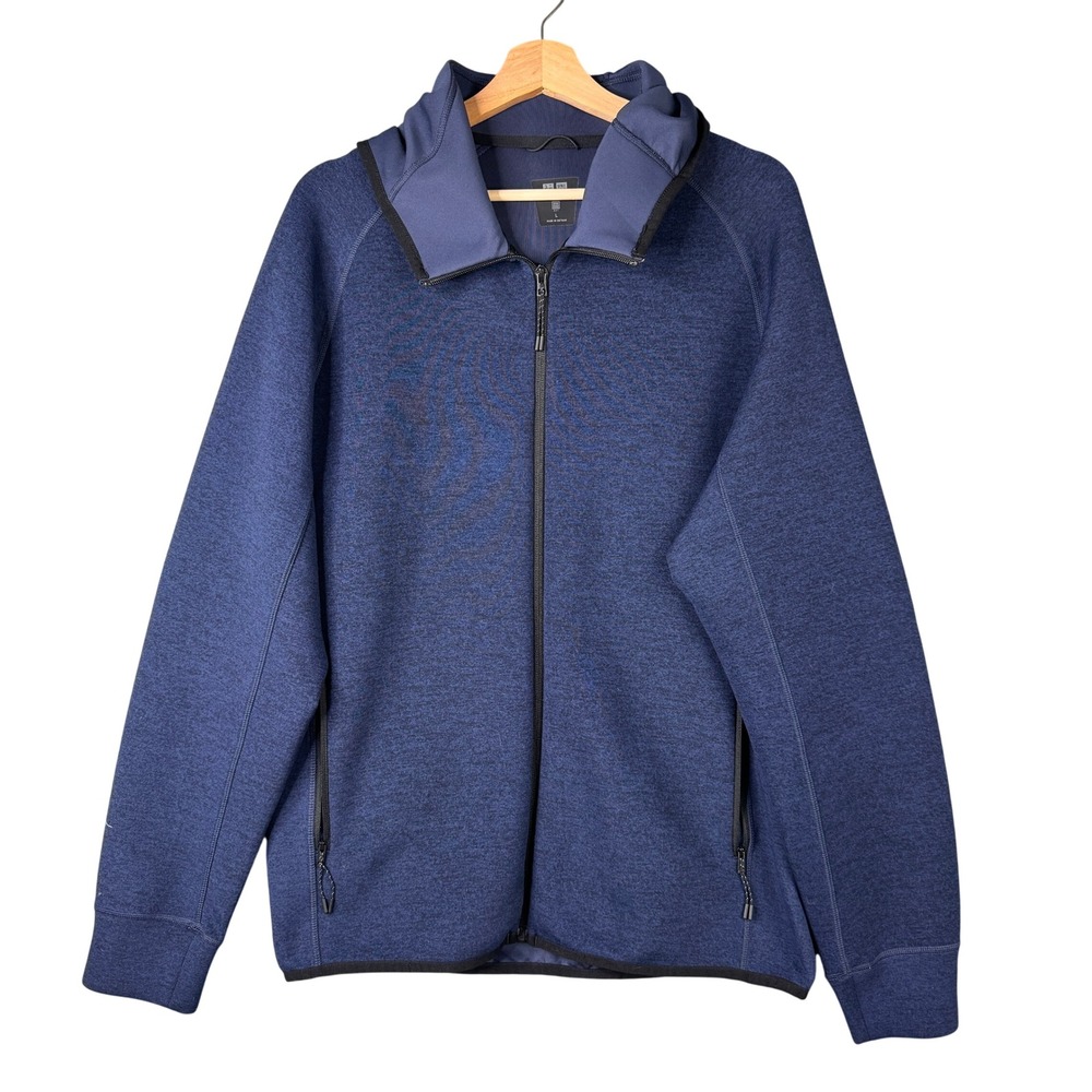 Uniqlo Dry Stretch Full Zip Hoodie Mens Large Blue Heather 429183 Jacket